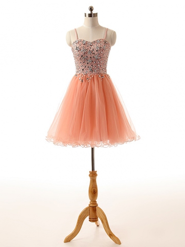 peach pink short prom homecoming dress